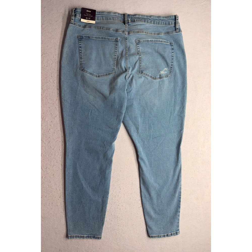 Ava & Viv Women Blue High Rise Skinny Jeans Light Wash Distressed Size 20 R - Picture 3 of 9